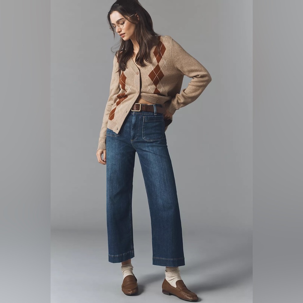 Anthropologie The Colette Crop High-Rise Wide-Leg Jeans by Maeve